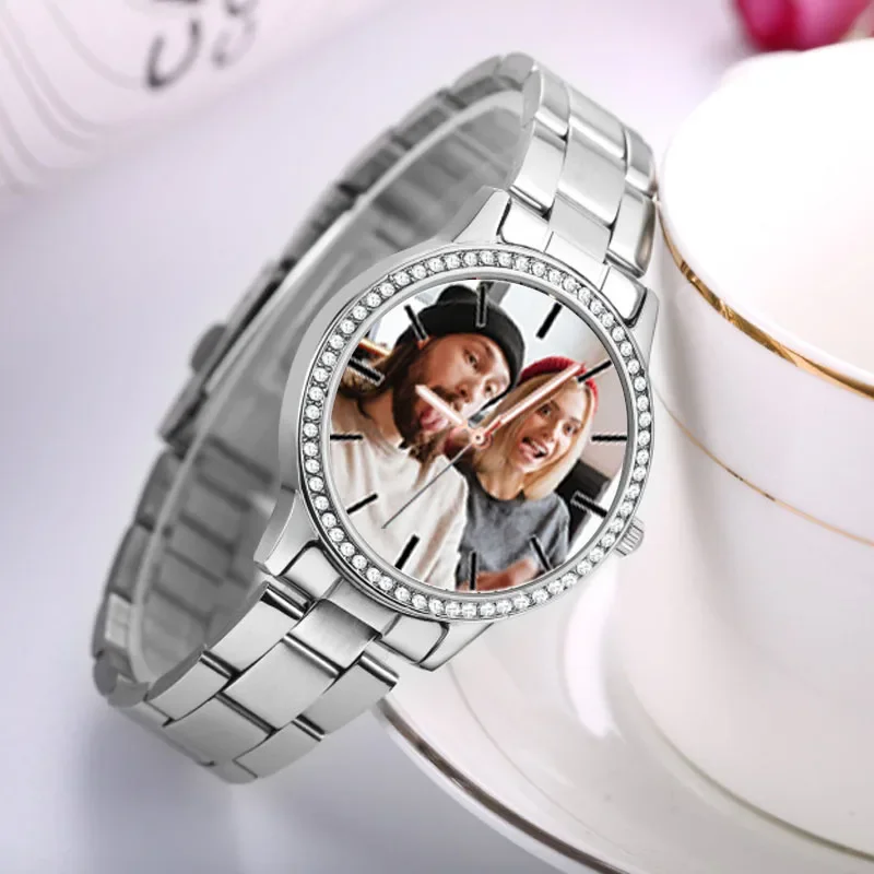 Custom Photo Women Luxury Wrist Watches Rhinestone Diamond Decorated Custom Photo Women Luxury Wrist Watches Rhinestone Diamond Decorated