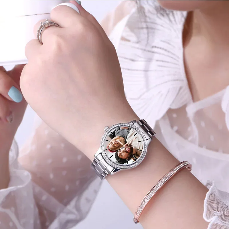 Custom Photo Women Luxury Wrist Watches Rhinestone Diamond Decorated Custom Photo Women Luxury Wrist Watches Rhinestone Diamond Decorated