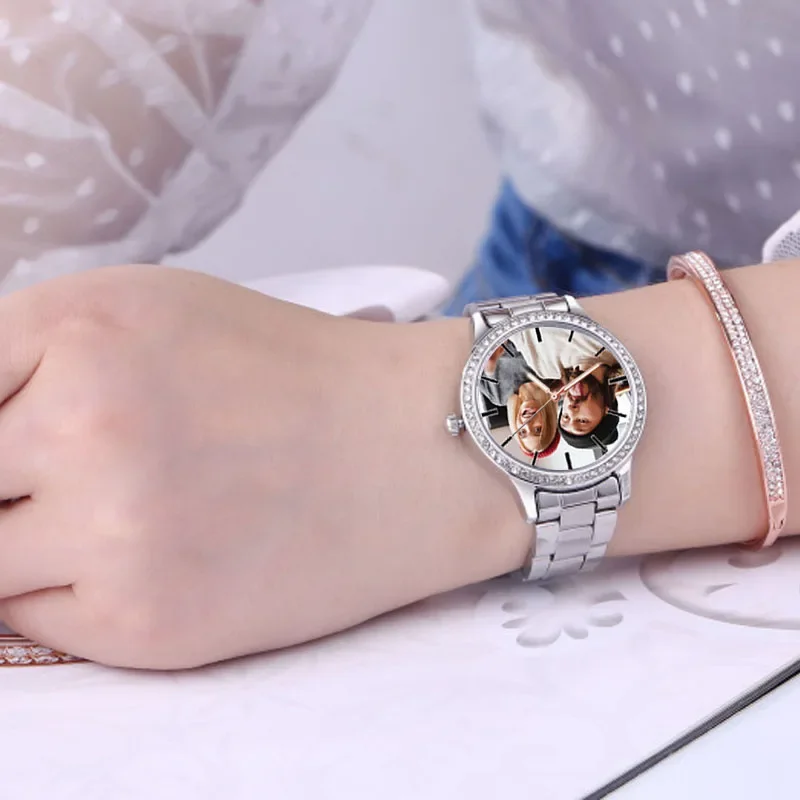 Custom Photo Women Luxury Wrist Watches Rhinestone Diamond Decorated Custom Photo Women Luxury Wrist Watches Rhinestone Diamond Decorated