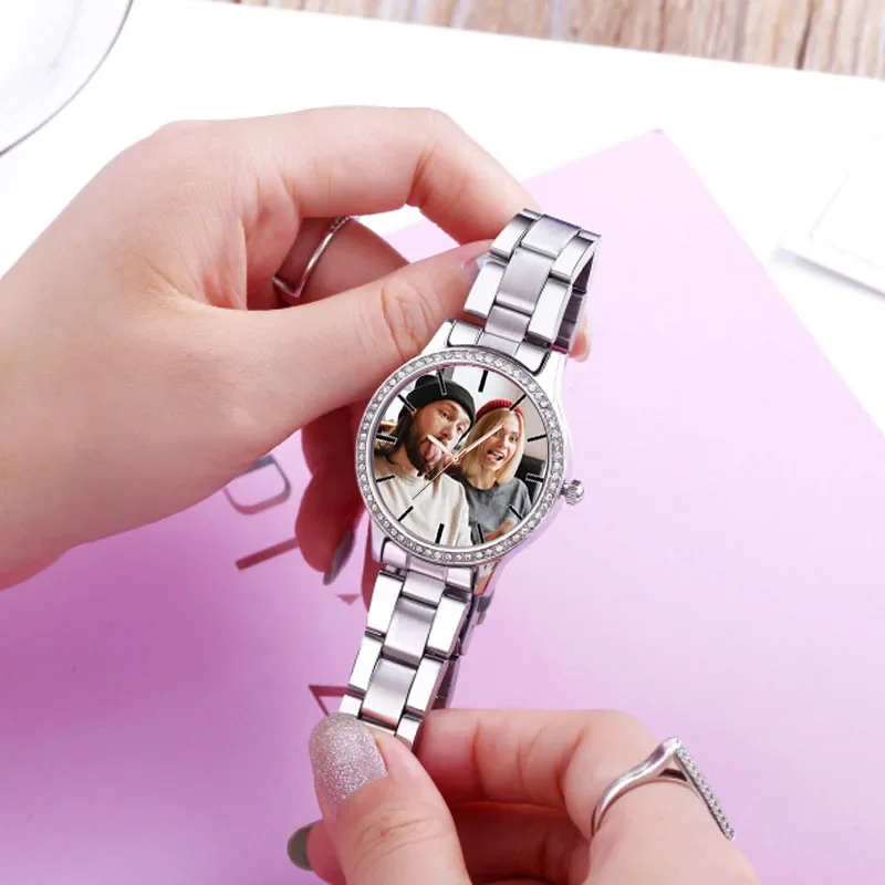 Custom Photo Women Luxury Wrist Watches Rhinestone Diamond Decorated Custom Photo Women Luxury Wrist Watches Rhinestone Diamond Decorated