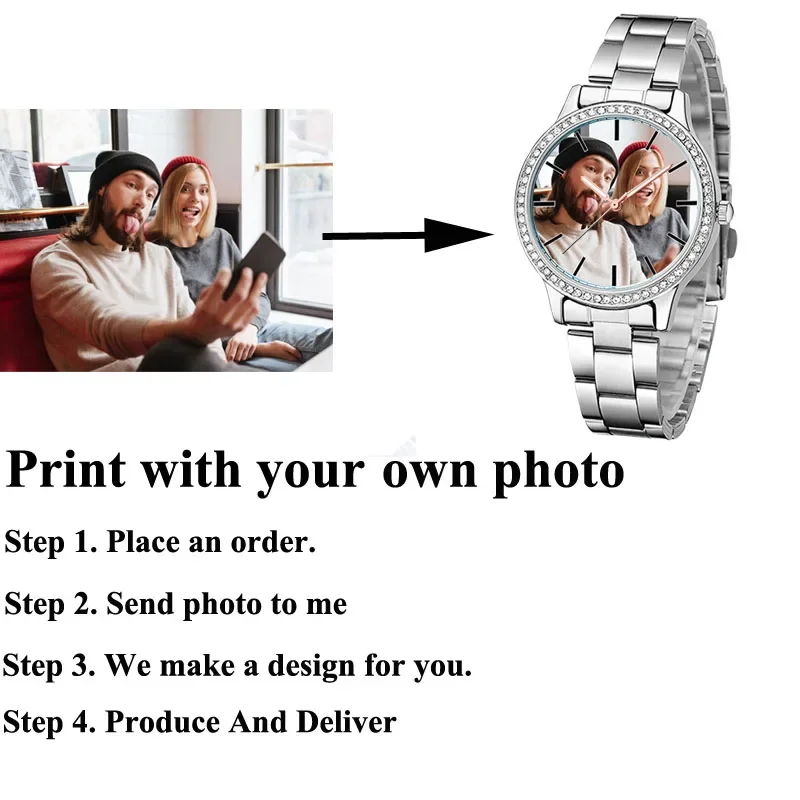 Custom Photo Women Luxury Wrist Watches Rhinestone Diamond Decorated Custom Photo Women Luxury Wrist Watches Rhinestone Diamond Decorated