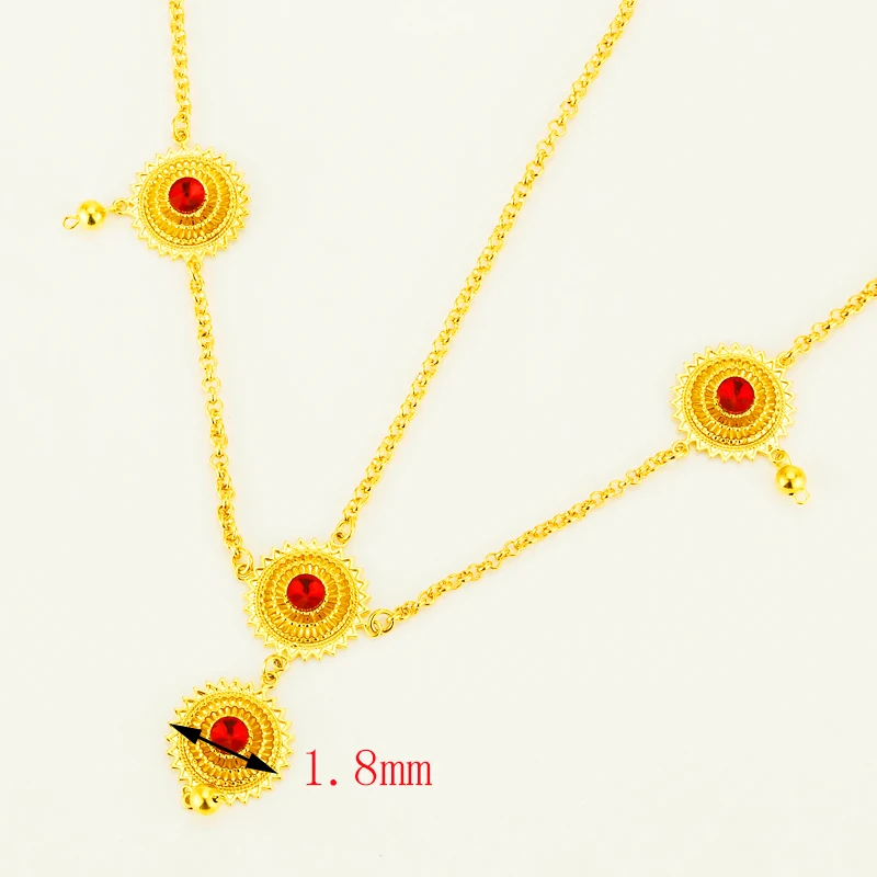 Habesha Head Chain Gold Color in Red Green Blue Jewelry