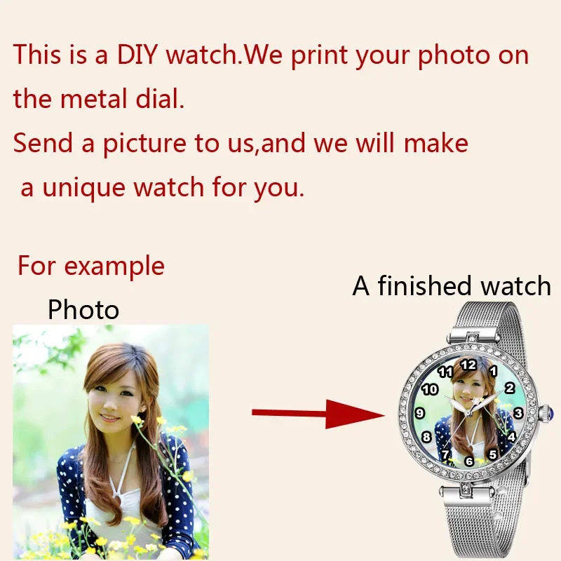 Rhinestone Custom Photo Women Quartz Watch